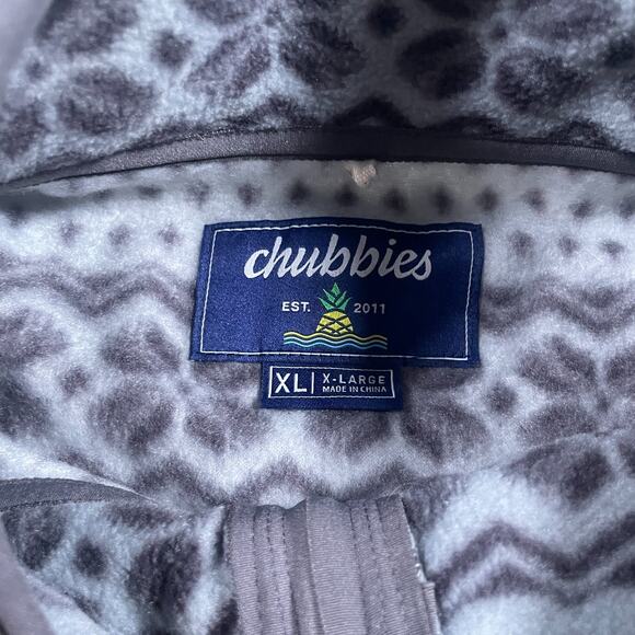 Chubbies Men’s XL The Bear Hug Quarter Zip Fleece Pullover Blue Grey Christmas - Picture 7 of 11